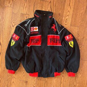 Ferrari F1 Embroidered Vintage Racing Jacket - Black Edition - XS